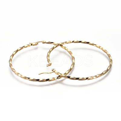 201 Stainless Steel Big Hoop Earrings LS-EJEW-A054-06A-G-1