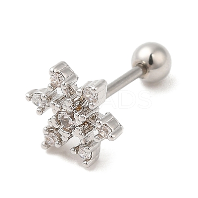 Brass Micro Pave Clear Cubic Zirconia Stud Earrings EJEW-L265-06P-1