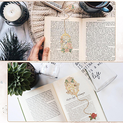 2Pcs 2 Styles Zinc Alloy Enamel Bookmarks AJEW-CP0003-98A-1