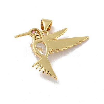Bird Brass Micro Pave Clear Cubic Zirconia Pendants KK-G419-28G-1