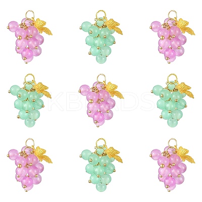 10Pcs 2 Colors Imitation Jade Glass Pendants FIND-CJ0002-05-1