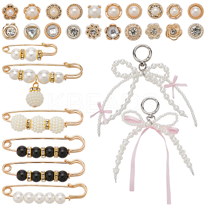 Alloy & Velvet & Polyester Pendants & Alloy Safety Pin Brooch AJEW-SP0002-07-1