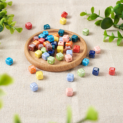 50Pcs 10 Style Handmade Porcelain Bead Strand PORC-FW0001-03-1