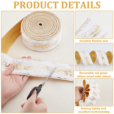 Gold Stamping Single Face Velvet Ribbon OCOR-WH0082-360B-1