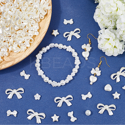 500Pcs 7 Styles ABS Plastic Imitation Pearl Beads MACR-SP0001-98-1