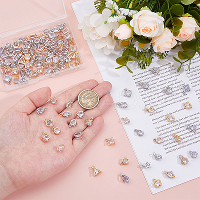 100Pcs 20 Styles Alloy Cubic Zirconia Charms ZIRC-HS0001-09-1