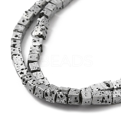 Electroplated Natural Lava Rock Beads Strands G-Q1009-B01-02E-1