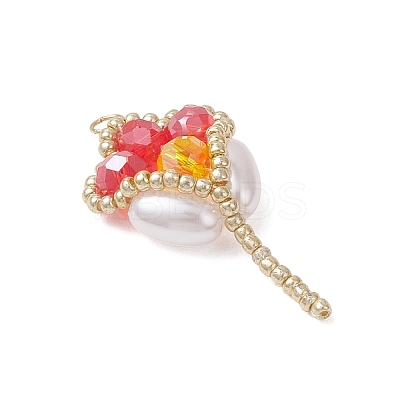 Glass Seed Beaded Tulip Pendants PALLOY-MZ01214-03-1