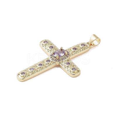Real 18K Gold Plated Brass Micro Pave Cubic Zirconia Pendants KK-A209-26G-1