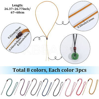24Pcs 8 Styles Nylon Cord Necklace Makings NJEW-SC0001-43-1