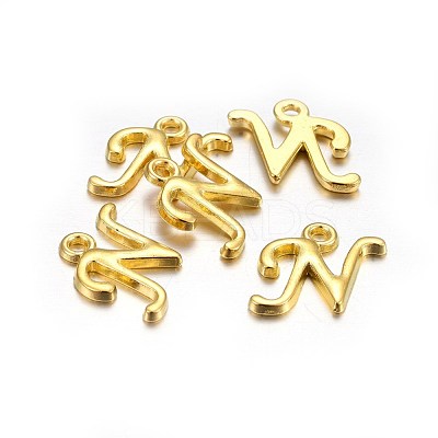Golden Plated Alloy Letter Pendants PALLOY-J718-01G-N-1