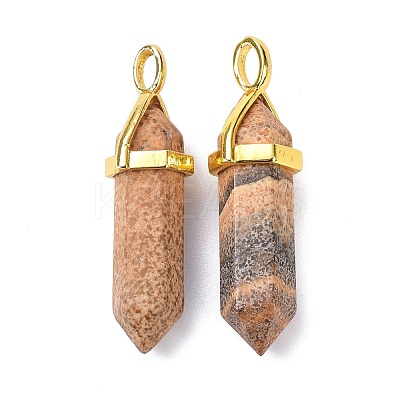 Natural Picture Jasper Pointed Pendants G-G025-01G-39-1
