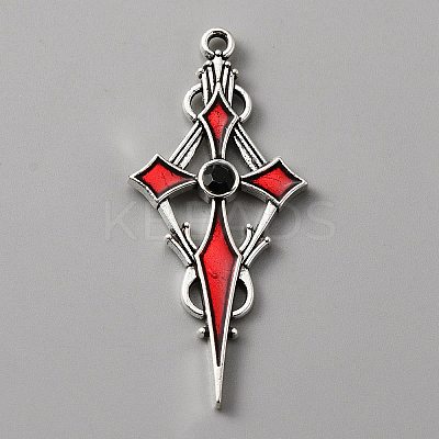 Jet Rhinestone Cross Pendatn with Red Enamel LS-ENAM-WH0001-06AS-03-1