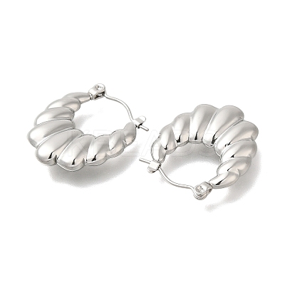 304 Stainless Steel Croissant Oval Hoop Earrings for Women EJEW-S227-68P-1