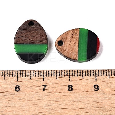 Jamaican Colour Epoxy Resin & Walnut Wood Pendants RESI-N039-122B-1