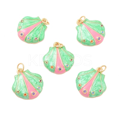 Eco-Friendly Brass Micro Pave Cubic Zirconia with Enamel Pendants LS-KK-K268-25G-1