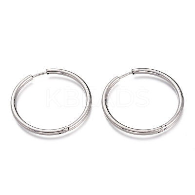 Tarnish Resistant 304 Stainless Steel Needle with 201 Stainless Steel Ring Huggie Hoop Earrings EJEW-L256-02D-P-1