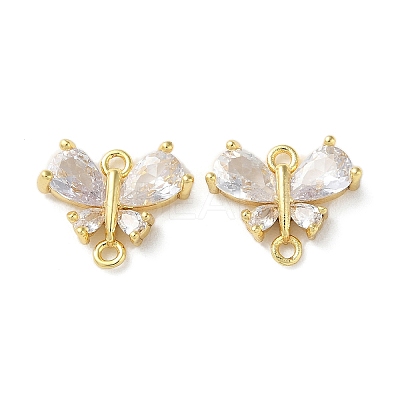 Brass Pave Clear Cubic Zirconia Connector Charms KK-F872-24G-1