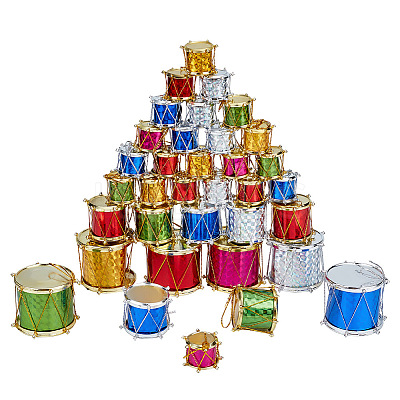 6 Bag Christmas Theme Foam Laser Drum Pendant Decorations AJEW-GA0005-89-1