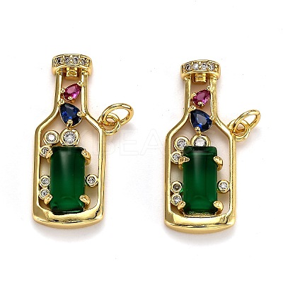 Brass Micro Pave Cubic Zirconia Pendants X-ZIRC-L100-045G-1