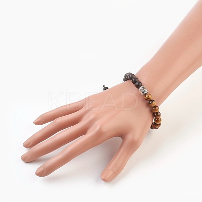 Natural Tiger Eye Braided Bracelets BJEW-JB03825-01-1