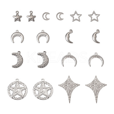 18Pcs 9 Styles 304 Stainless Steel Pendants STAS-TA0001-84-1