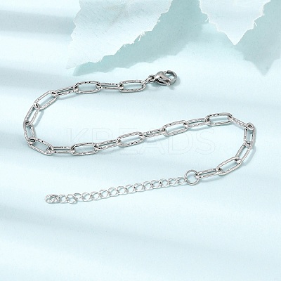 4MM 304 Stainless Steel Textured Paperclip Chain Bracelets for Man and Women SA-CBAB767-13P-1