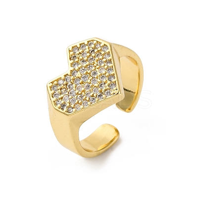Brass Micro Pave Cubic Zirconia Adjustable Cuff Rings for Women RJEW-U053-09G-1