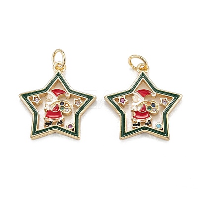 Christmas Themed Brass Micro Pave Cubic Zirconia Pendants ZIRC-L101-05G-1