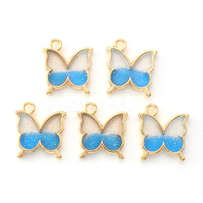 Light Gold Plated Alloy Enamel Pendants X-ENAM-R136-24C-1