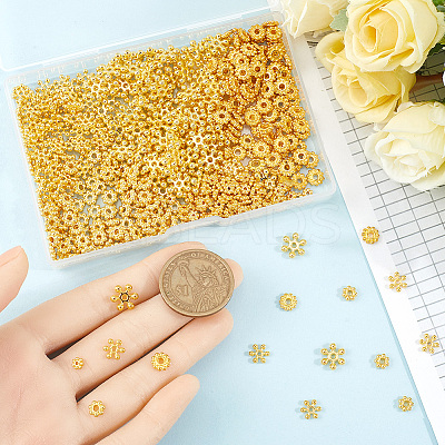 500Pcs 5 Styles Alloy Daisy Spacer Beads FIND-SP0002-22C-1
