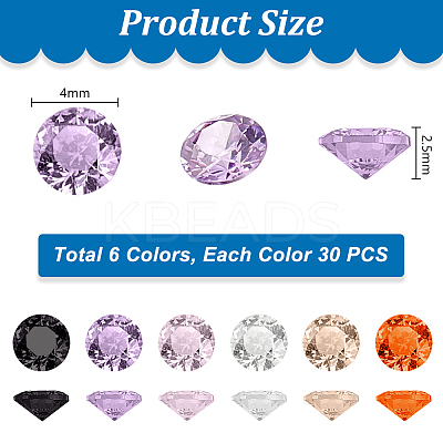 180Pcs 6 Colors Diamond Shape Grade A Cubic Zirconia Cabochons ZIRC-PH0001-43C-05-1