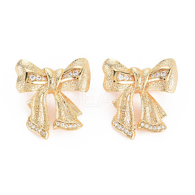 Rack Plating Brass Micro Pave Clear Cubic Zirconia Twister Clasps KK-N233-177-1
