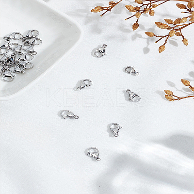 40Pcs 2 Style 304 Stainless Steel Lobster Claw Clasps STAS-LP0005-16-1
