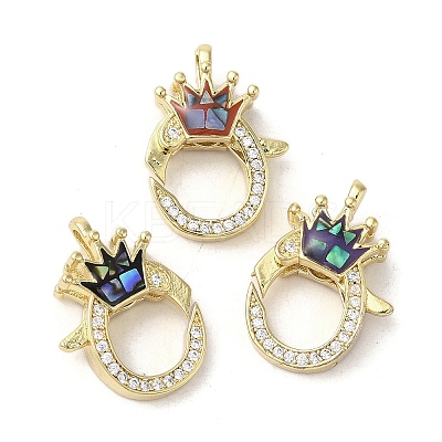 Brass Micro Pave Clear Cubic Zirconia Lobster Claw Clasps KK-K385-011G-1