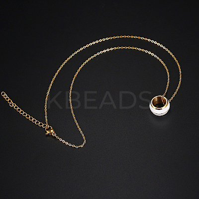 304 Stainless Steel Enamel Ring Pendant Necklaces for Women UA5273-1-1
