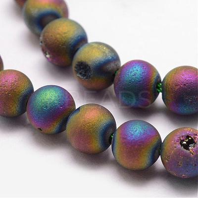 Electroplated Natural Agate Bead Strands G-K168-6mm-L2-08-1