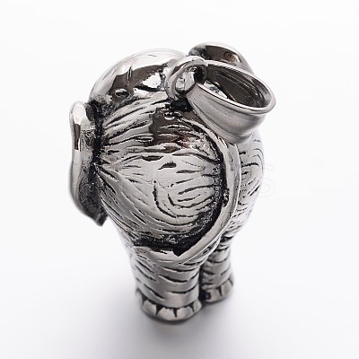 304 Stainless Steel Elephant Pendants STAS-E094-09AS-1