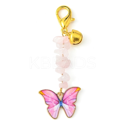 Alloy Enamel Butterfly Pendant Decoration HJEW-JM01555-1