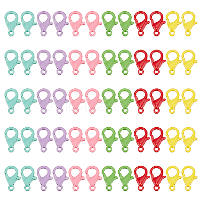 60Pcs 6 Colors Spray Painted Eco-Friendly Alloy Lobster Claw Clasps FIND-PH0004-93-1