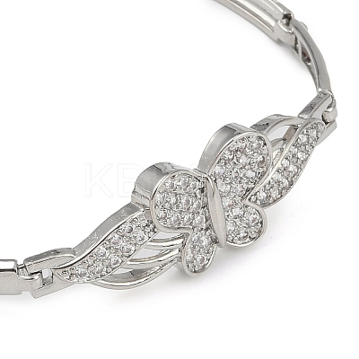 Rack Plating Brass Micro Pave Clear Cubic Zirconia Link Chain Bracelets BJEW-Z069-02P-01-1
