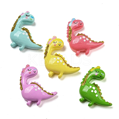 Opaque Resin Decoden Cabochons with Glitter Powder RESI-P037-04-1