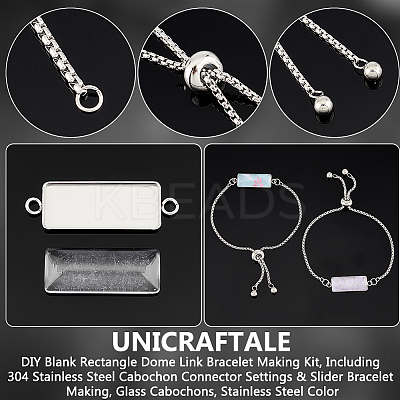 DIY Blank Rectangle Dome Link Bracelet Making Kit DIY-UN0005-31-1