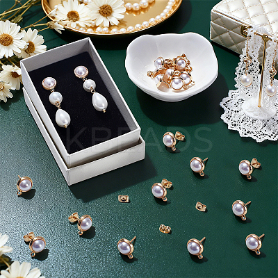 Brass Stud Earring Findings KK-UN0006-07-1