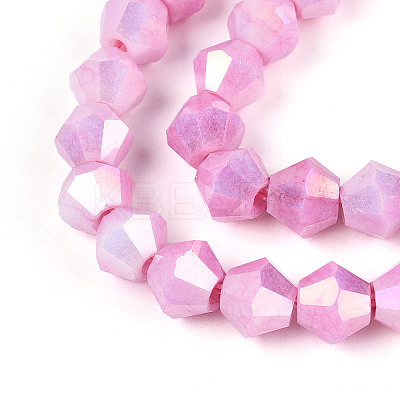 Anti-Tarnish Electroplate Bicone Glass Beads Strands EGLA-T021-6mm-16-03-1