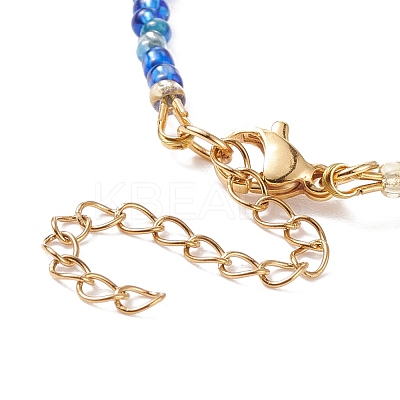 Resin Evil Eye & Glass Seed Beaded Bracelet for Women BJEW-JB08560-1