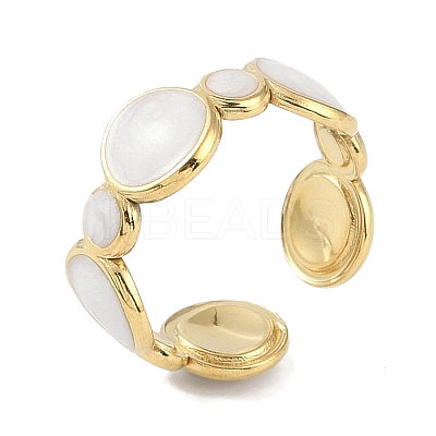 Ion Plating(IP) 304 Stainless Steel Enamel Cuff Finger Rings X-RJEW-L107-038G-01-1
