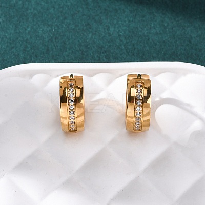 304 Stainless Steel Clear Cubic Zirconia Hoop Earrings EJEW-D331-08B-G-1
