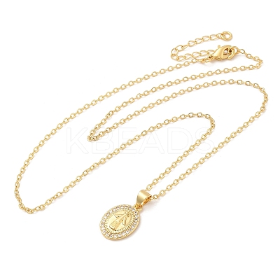 Brass Micro Pave Cubic Zirconia Pendants Necklace NJEW-I125-01E-1