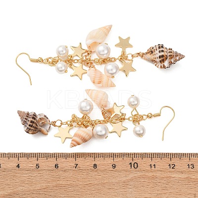 Natural Spiral Shell Dangle Earrings EJEW-TA00641-1